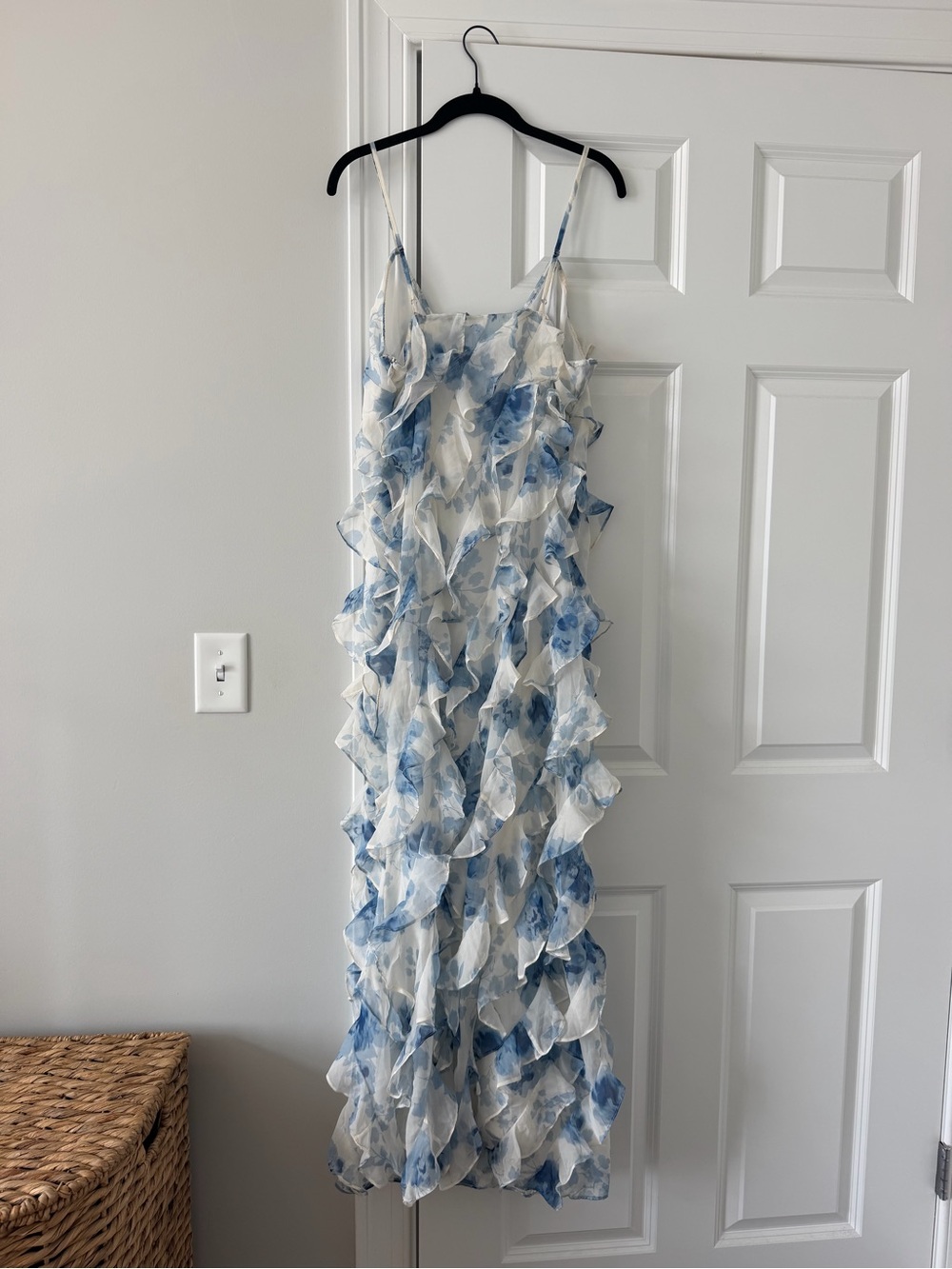 NWT BHLDN Blue & White Ruffle Maxi Dress Size 14 - Picture 7 of 8